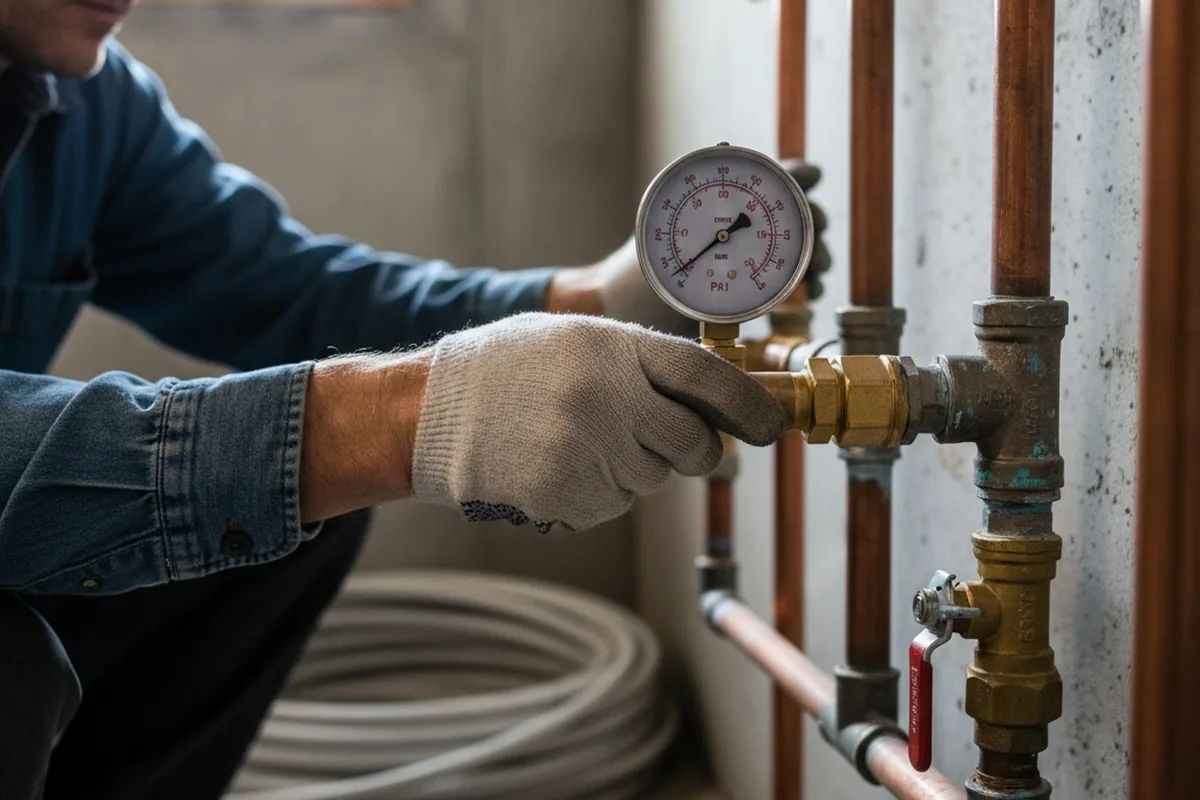 Pressure testing a repaired line during Water Line Repair in Mechanicsville